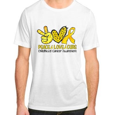 Peace Love Cure Golden Ribbon Childhood Cancer Awareness Adult ChromaSoft Performance T-Shirt