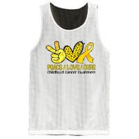 Peace Love Cure Golden Ribbon Childhood Cancer Awareness Mesh Reversible Basketball Jersey Tank