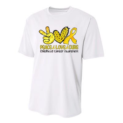 Peace Love Cure Golden Ribbon Childhood Cancer Awareness Performance Sprint T-Shirt