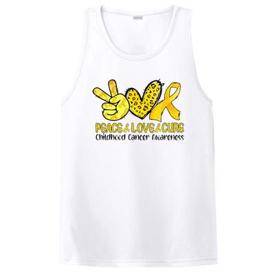 Peace Love Cure Golden Ribbon Childhood Cancer Awareness PosiCharge Competitor Tank