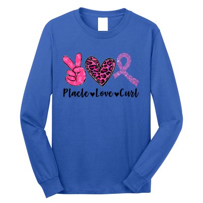 Peace Love Cure Leopard Pink Ribbon Breast Cancer Awareness Meaningful Gift Long Sleeve Shirt