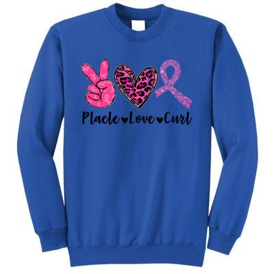 Peace Love Cure Leopard Pink Ribbon Breast Cancer Awareness Meaningful Gift Sweatshirt