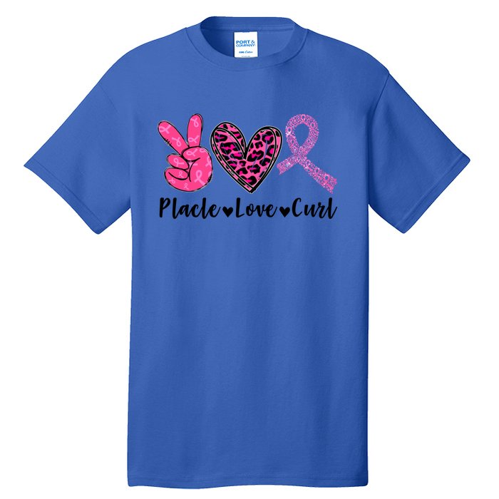 Peace Love Cure Leopard Pink Ribbon Breast Cancer Awareness Meaningful Gift Tall T-Shirt