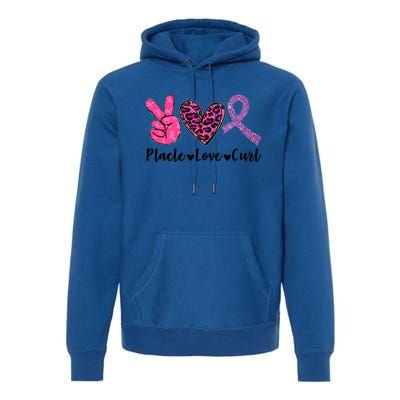 Peace Love Cure Leopard Pink Ribbon Breast Cancer Awareness Meaningful Gift Premium Hoodie