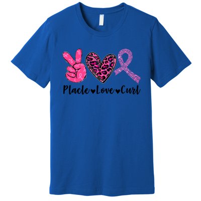 Peace Love Cure Leopard Pink Ribbon Breast Cancer Awareness Meaningful Gift Premium T-Shirt