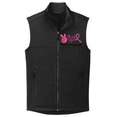 Peace Love Cure Leopard Pink Ribbon Breast Cancer Awareness Meaningful Gift Collective Smooth Fleece Vest