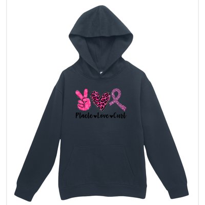 Peace Love Cure Leopard Pink Ribbon Breast Cancer Awareness Meaningful Gift Urban Pullover Hoodie