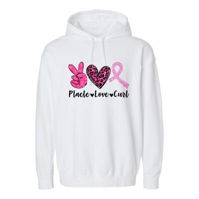 Peace Love Cure Leopard Pink Ribbon Breast Cancer Awareness Meaningful Gift Garment-Dyed Fleece Hoodie