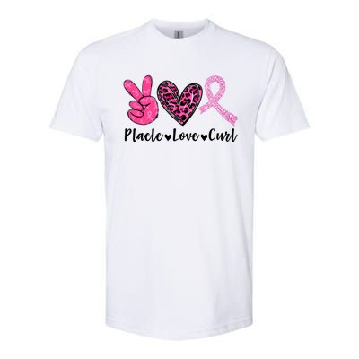 Peace Love Cure Leopard Pink Ribbon Breast Cancer Awareness Meaningful Gift Softstyle CVC T-Shirt