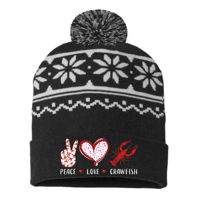 Peace Love Crawfish Boil Gift USA-Made Snowflake Beanie