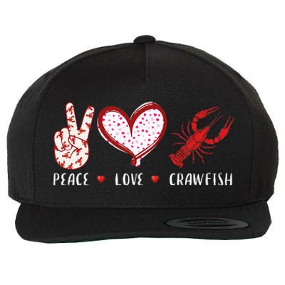 Peace Love Crawfish Boil Gift Wool Snapback Cap