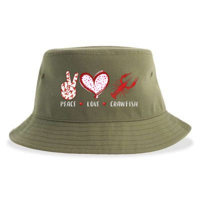 Peace Love Crawfish Boil Gift Sustainable Bucket Hat