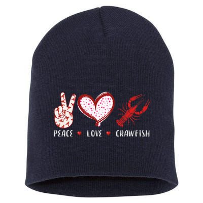 Peace Love Crawfish Boil Gift Short Acrylic Beanie