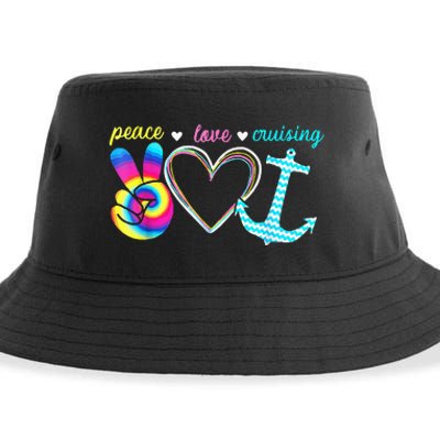 Peace Love Cruising Ship Hippie Floating Ocean Beach Lover Sustainable Bucket Hat