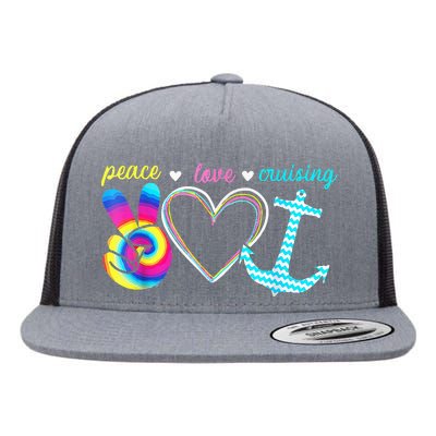 Peace Love Cruising Ship Hippie Floating Ocean Beach Lover Flat Bill Trucker Hat