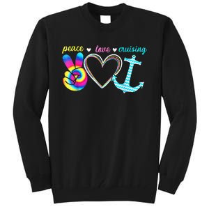 Peace Love Cruising Ship Hippie Floating Ocean Beach Lover Tall Sweatshirt