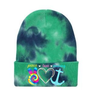 Peace Love Cruising Ship Hippie Floating Ocean Beach Lover Tie Dye 12in Knit Beanie