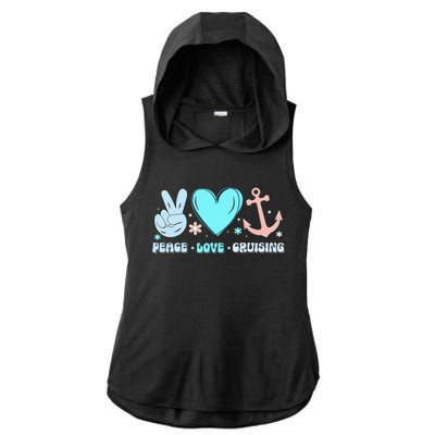 Peace Love Cruising Ocean Vacation Cruise Ship Family Ladies PosiCharge Tri-Blend Wicking Draft Hoodie Tank