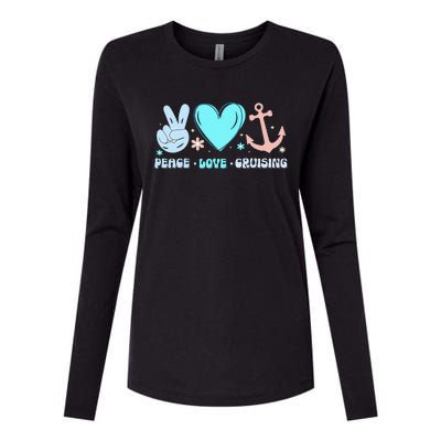 Peace Love Cruising Ocean Vacation Cruise Ship Family Womens Cotton Relaxed Long Sleeve T-Shirt