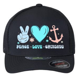 Peace Love Cruising Ocean Vacation Cruise Ship Family Flexfit Unipanel Trucker Cap