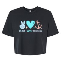 Peace Love Cruising Ocean Vacation Cruise Ship Family Bella+Canvas Jersey Crop Tee