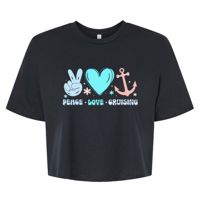 Peace Love Cruising Ocean Vacation Cruise Ship Family Bella+Canvas Jersey Crop Tee