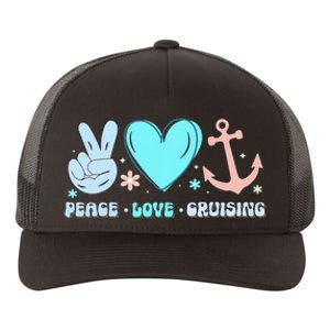 Peace Love Cruising Ocean Vacation Cruise Ship Family Yupoong Adult 5-Panel Trucker Hat