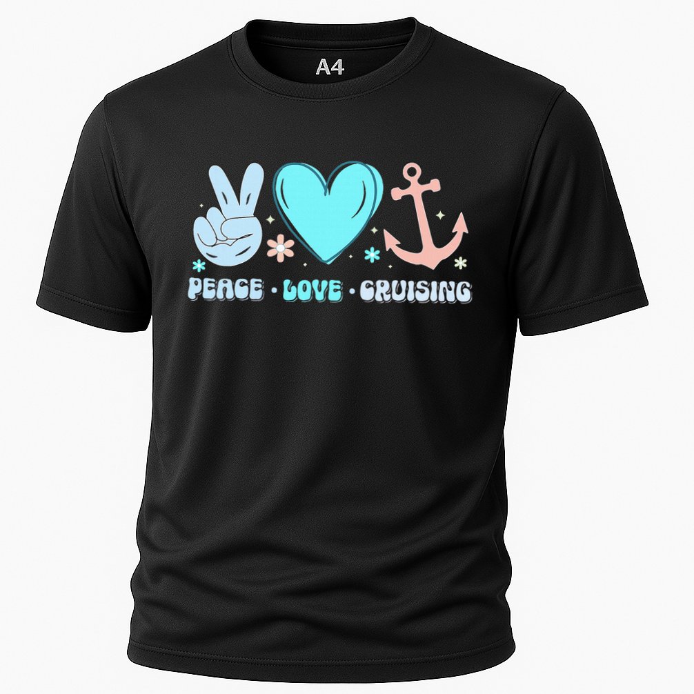 Peace Love Cruising Ocean Vacation Cruise Ship Family Cooling Performance Crew T-Shirt