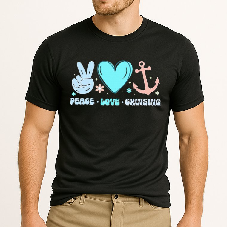 Peace Love Cruising Ocean Vacation Cruise Ship Family Cooling Performance Crew T-Shirt