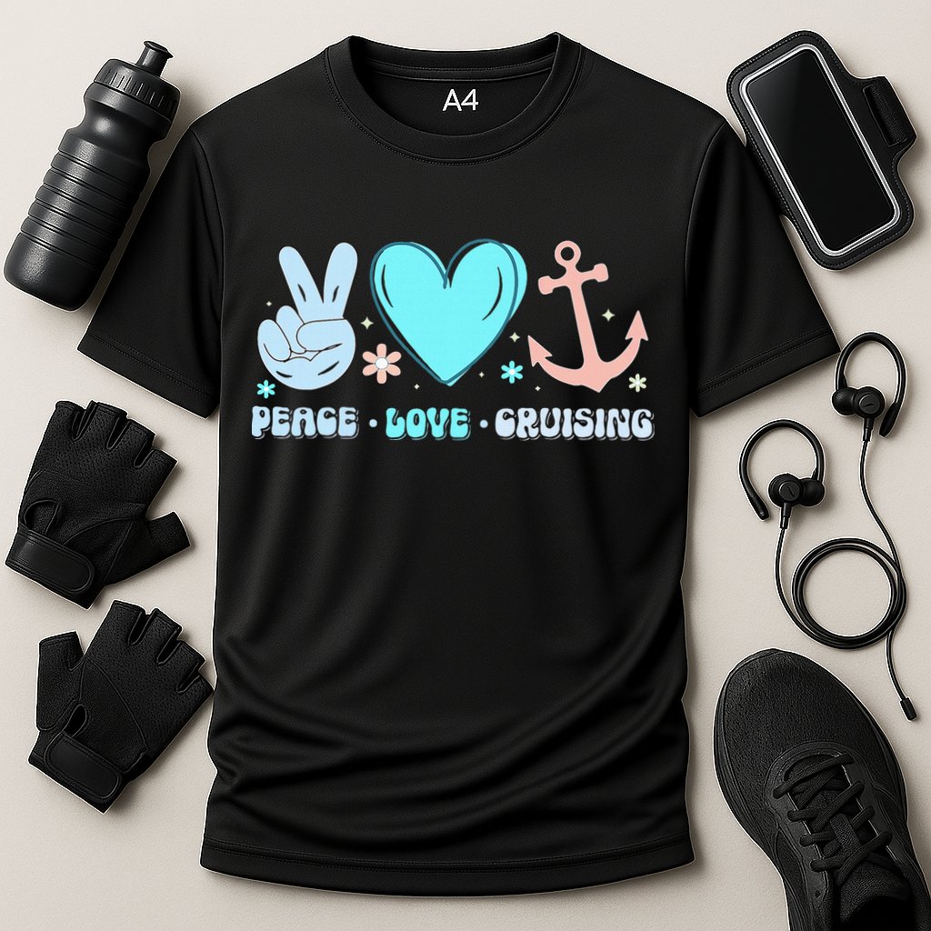 Peace Love Cruising Ocean Vacation Cruise Ship Family Cooling Performance Crew T-Shirt