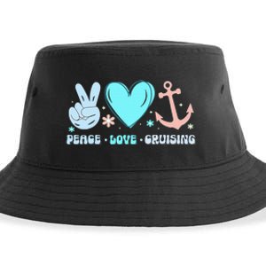 Peace Love Cruising Ocean Vacation Cruise Ship Family Sustainable Bucket Hat