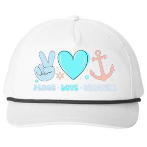 Peace Love Cruising Ocean Vacation Cruise Ship Family Snapback Five-Panel Rope Hat