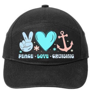 Peace Love Cruising Ocean Vacation Cruise Ship Family 7-Panel Snapback Hat