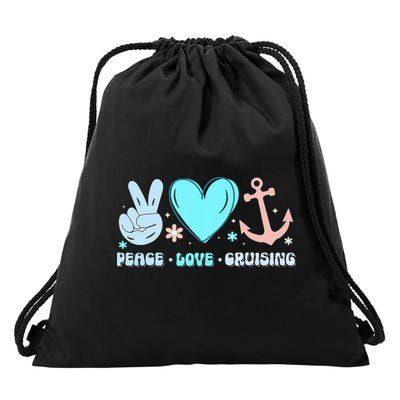 Peace Love Cruising Ocean Vacation Cruise Ship Family Drawstring Bag