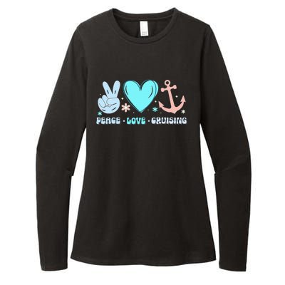 Peace Love Cruising Ocean Vacation Cruise Ship Family Womens CVC Long Sleeve Shirt