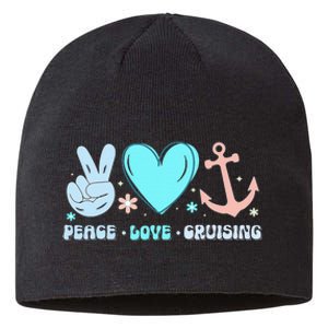 Peace Love Cruising Ocean Vacation Cruise Ship Family Sustainable Beanie