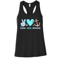 Peace Love Cruising Ocean Vacation Cruise Ship Family Women's Racerback Tank