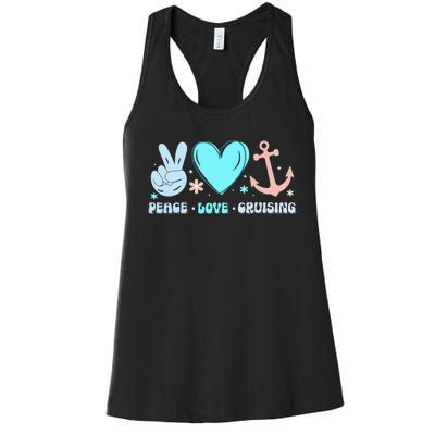 Peace Love Cruising Ocean Vacation Cruise Ship Family Women's Racerback Tank