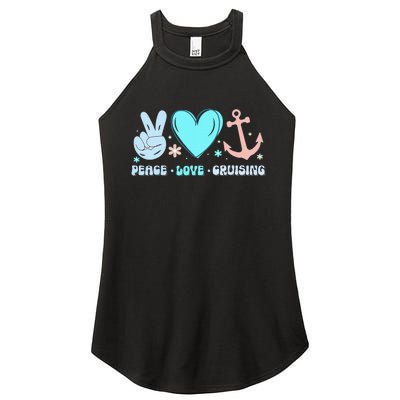 Peace Love Cruising Ocean Vacation Cruise Ship Family Women's Perfect Tri Rocker Tank