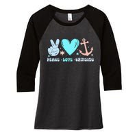 Peace Love Cruising Ocean Vacation Cruise Ship Family Women's Tri-Blend 3/4-Sleeve Raglan Shirt