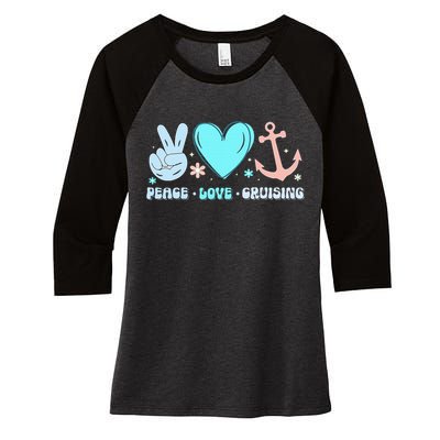 Peace Love Cruising Ocean Vacation Cruise Ship Family Women's Tri-Blend 3/4-Sleeve Raglan Shirt