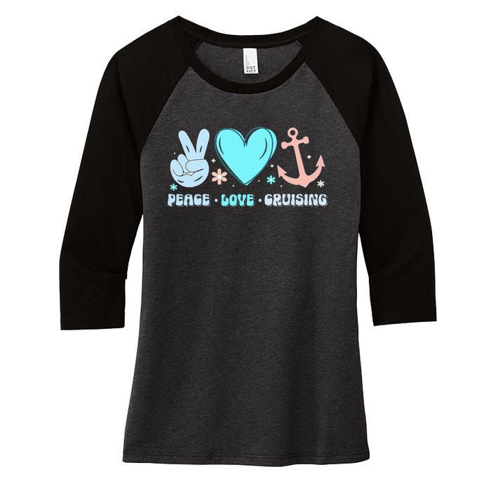 Peace Love Cruising Ocean Vacation Cruise Ship Family Women's Tri-Blend 3/4-Sleeve Raglan Shirt