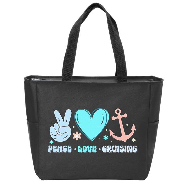 Peace Love Cruising Ocean Vacation Cruise Ship Family Zip Tote Bag