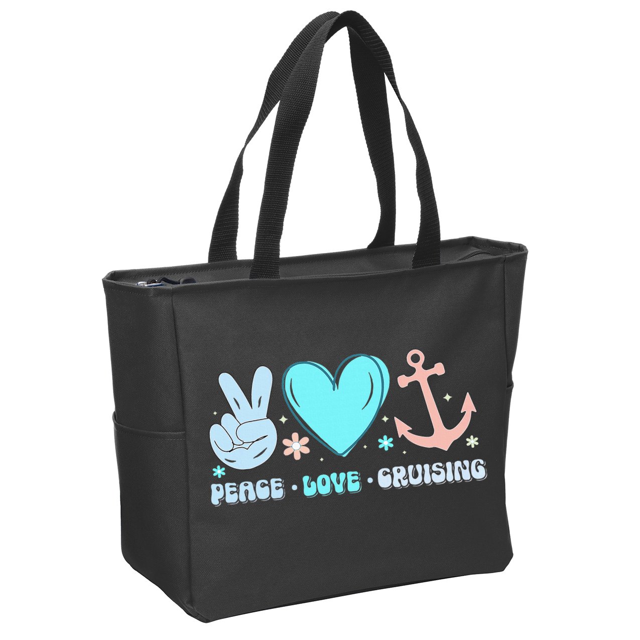 Peace Love Cruising Ocean Vacation Cruise Ship Family Zip Tote Bag