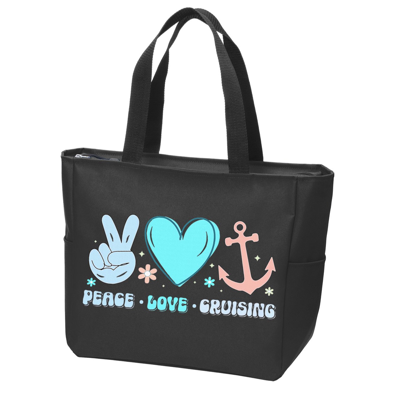 Peace Love Cruising Ocean Vacation Cruise Ship Family Zip Tote Bag