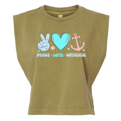 Peace Love Cruising Ocean Vacation Cruise Ship Family Garment-Dyed Women's Muscle Tee