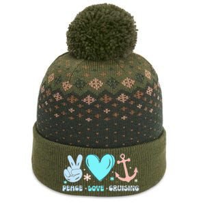 Peace Love Cruising Ocean Vacation Cruise Ship Family The Baniff Cuffed Pom Beanie