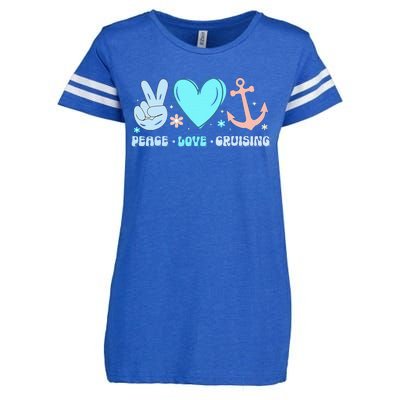 Peace Love Cruising Ocean Vacation Cruise Ship Family Enza Ladies Jersey Football T-Shirt