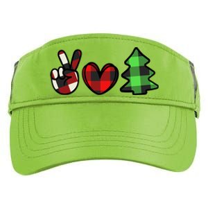 Peace Love Christmas Plaid Holiday Adult Drive Performance Visor