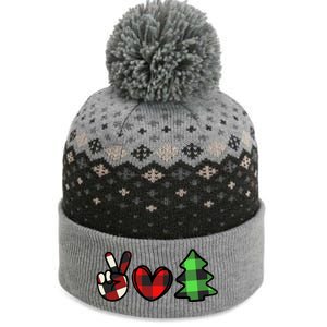 Peace Love Christmas Plaid Holiday The Baniff Cuffed Pom Beanie